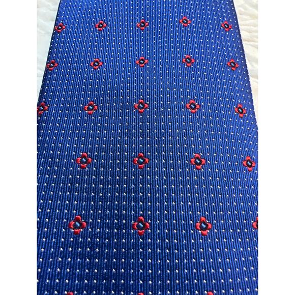 Bruno Marchesi Handmade silk tie blue/red/white, Italy - Picture 4 of 5